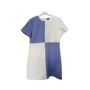 Ces Femme Light Blue/Purple and White Colorblock Shift Dress Size Large